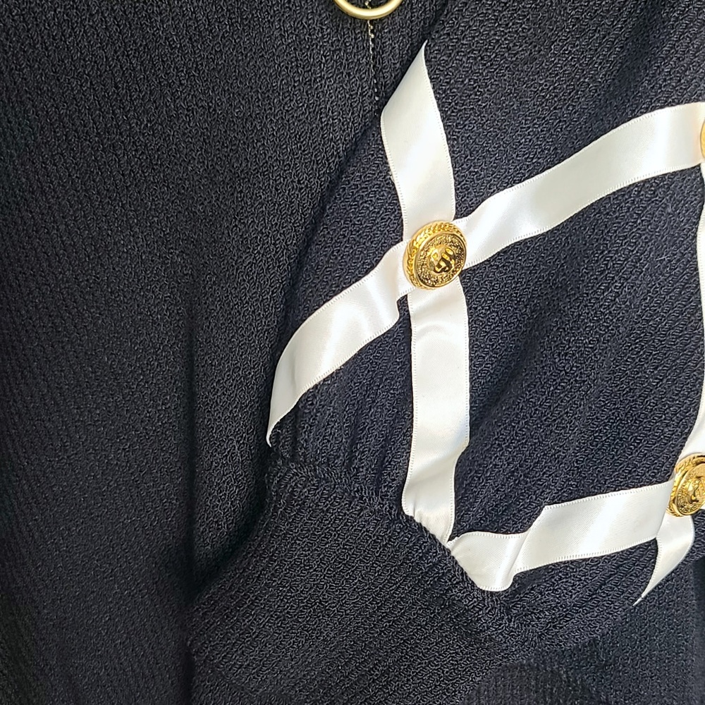 St Johns Long Sleeve Zip Black knit Jacket with Ribbon Detail - Picture 5 of 5
